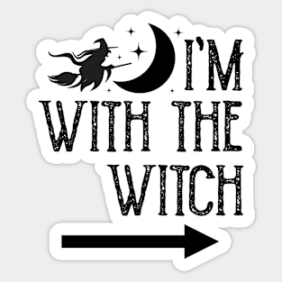 I'm With The Witch Funny Halloween Couple Sticker